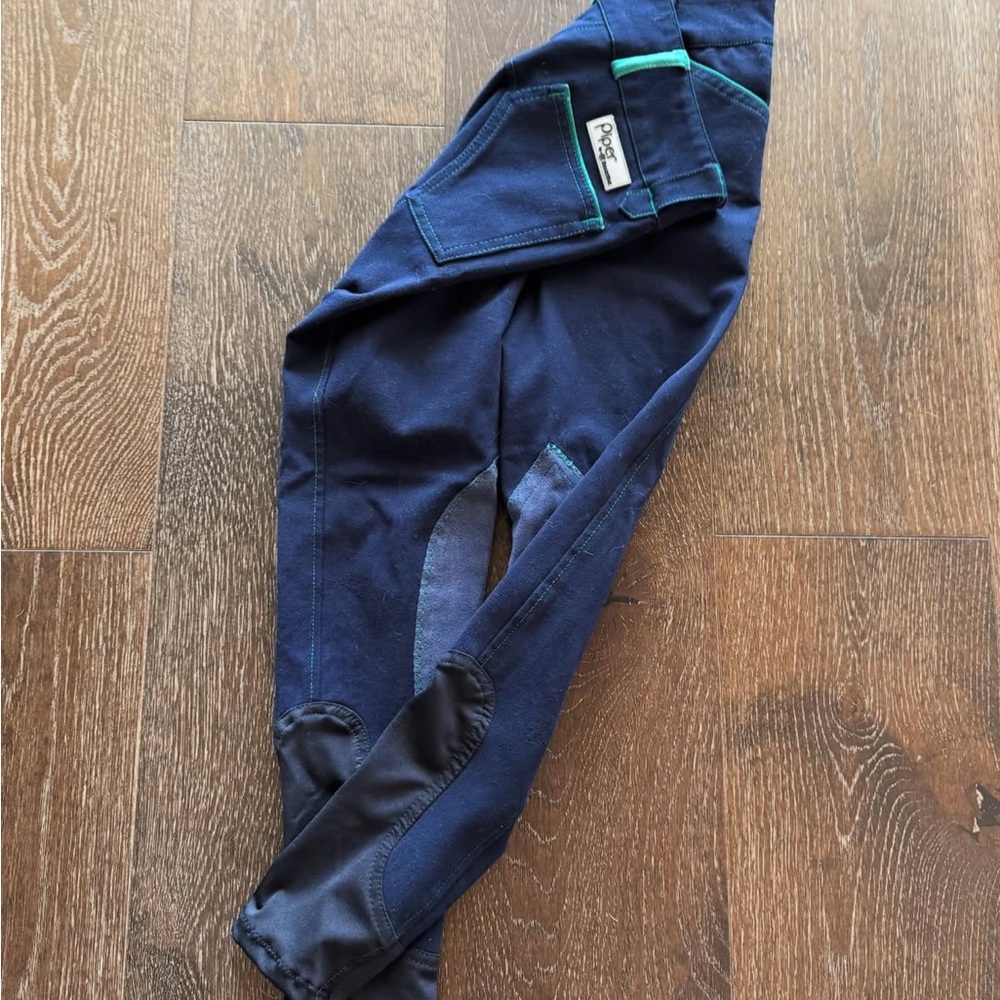 Kids Navy Equestrian Pants Piper smartpak navy with green piping